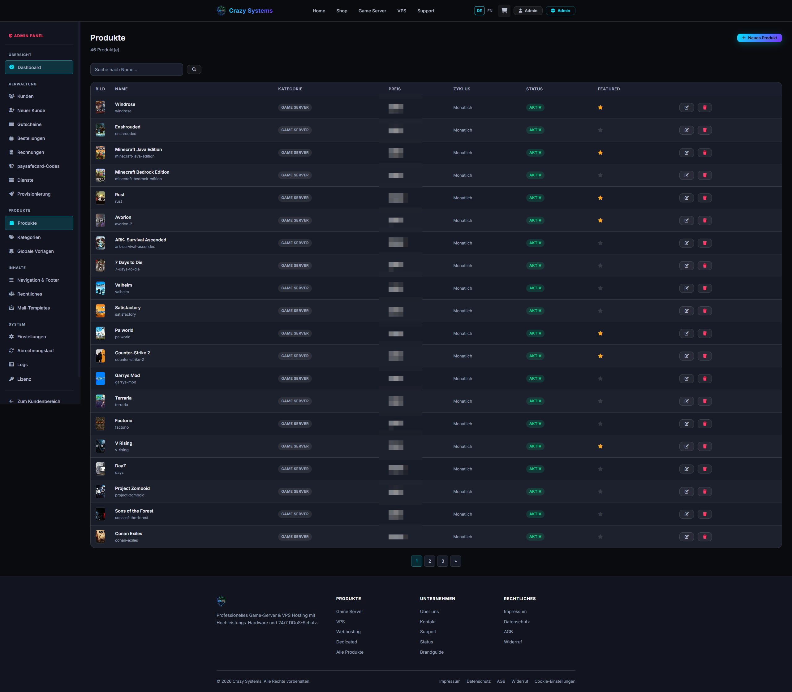 Product page management in Crazy-Shop